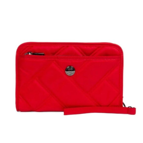 Lug Zeppelin 2 RFID Wristlet Wallet Poppy Red with Houndstooth Interior - Picture 1 of 11